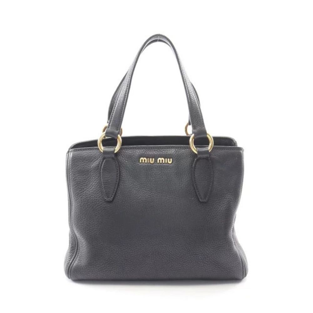 Miu Miu Vitello Lux Leather Tote Bag Black